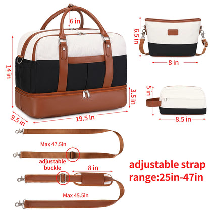 Weekender Bags for Women Overnight Bag Large Canvas Travel Duffel Bag with Shoe Compartment Carry On Tote Bag for Travel