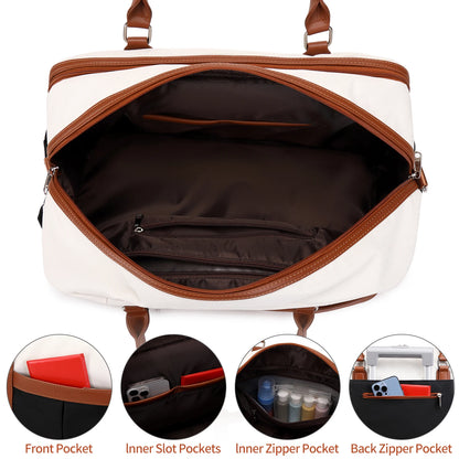 Weekender Bags for Women Overnight Bag Large Canvas Travel Duffel Bag with Shoe Compartment Carry On Tote Bag for Travel