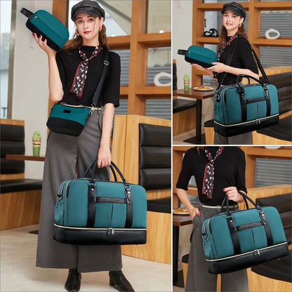 Weekender Bags for Women Overnight Bag Large Canvas Travel Duffel Bag with Shoe Compartment Carry On Tote Bag for Travel