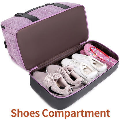 Weekender Bags for Women Overnight Bag Large Canvas Travel Duffel Bag with Shoe Compartment Carry On Tote Bag for Travel
