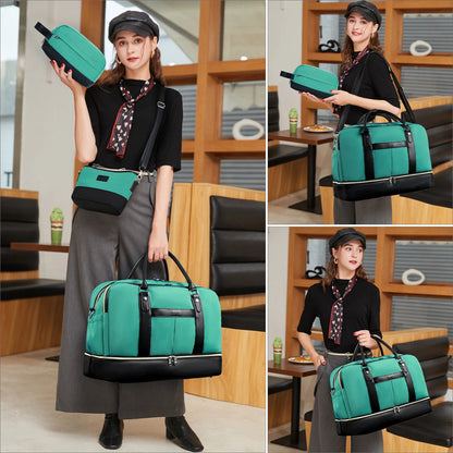 Weekender Bags for Women Overnight Bag Large Canvas Travel Duffel Bag with Shoe Compartment Carry On Tote Bag for Travel
