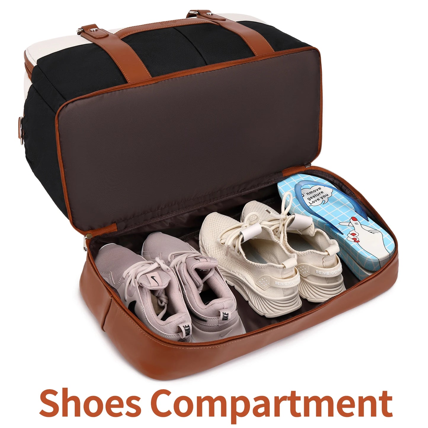 Weekender Bags for Women Overnight Bag Large Canvas Travel Duffel Bag with Shoe Compartment Carry On Tote Bag for Travel
