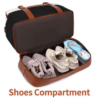 Weekender Bags for Women Overnight Bag Large Canvas Travel Duffel Bag with Shoe Compartment Carry On Tote Bag for Travel