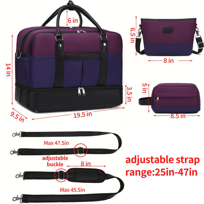 Weekender Bags for Women Overnight Bag Large Canvas Travel Duffel Bag with Shoe Compartment Carry On Tote Bag for Travel