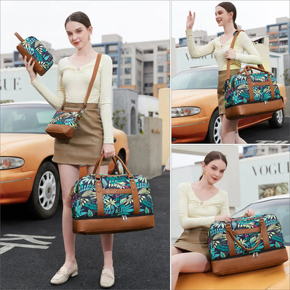 Weekender Bags for Women Overnight Bag Large Canvas Travel Duffel Bag with Shoe Compartment Carry On Tote Bag for Travel