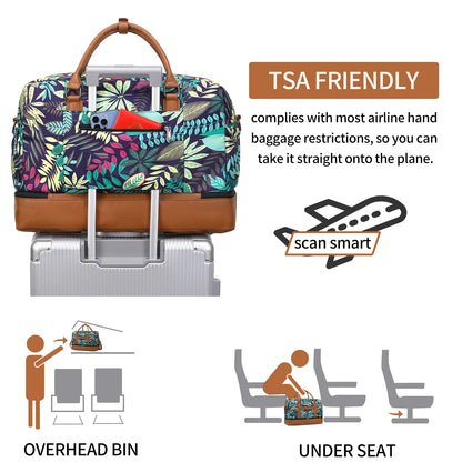 Weekender Bags for Women Overnight Bag Large Canvas Travel Duffel Bag with Shoe Compartment Carry On Tote Bag for Travel
