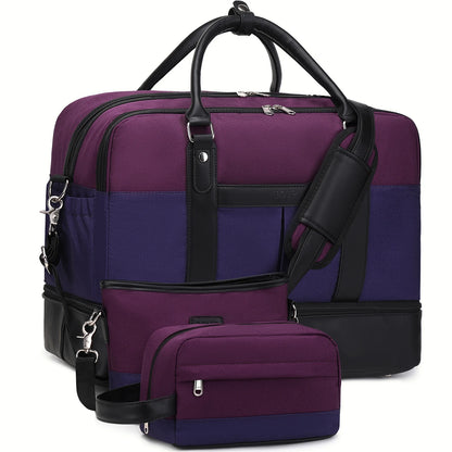 Weekender Bags for Women Overnight Bag Large Canvas Travel Duffel Bag with Shoe Compartment Carry On Tote Bag for Travel