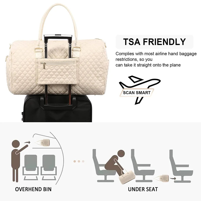 Weekender Overnight Bag Large Travel Duffle Bag for Women Yoga Sports Gym Bag with Shoe Compartment Crossbody Carry-on Bag