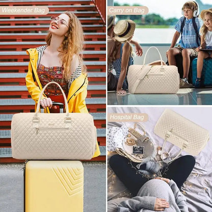 Weekender Overnight Bag Large Travel Duffle Bag for Women Yoga Sports Gym Bag with Shoe Compartment Crossbody Carry-on Bag