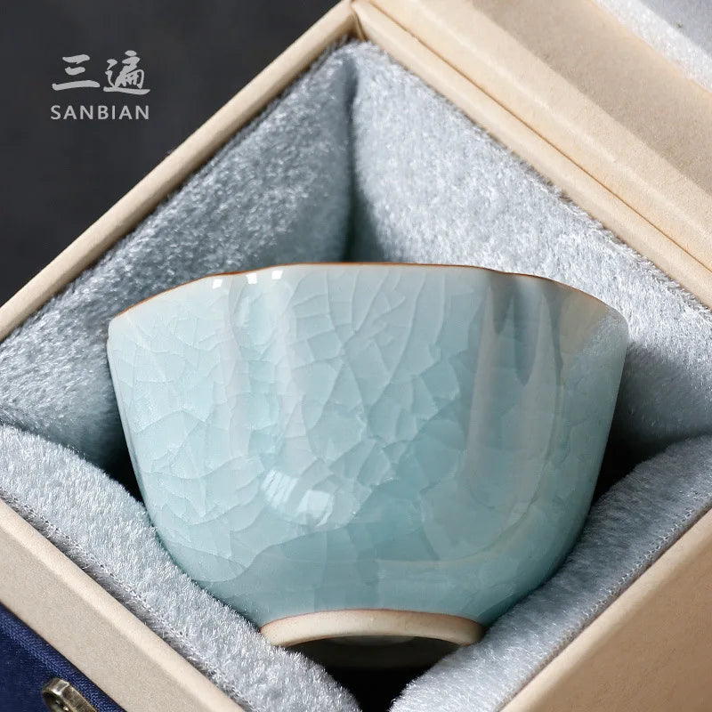 Weng Muruzheng Ice Crack Tea Cup Longquan Celadon Master Cup Single Cup Men's Tea Cup Ceramic Women's Tea Cup