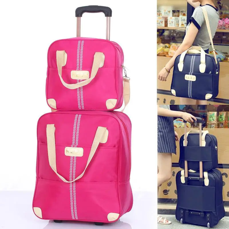 Wheeled bag  Women Luggage  girl Handbag wheels waterproof trolley bags business large capacity Boarding bag Travel Suitcase Bag