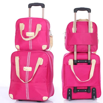 Wheeled bag  Women Luggage  girl Handbag wheels waterproof trolley bags business large capacity Boarding bag Travel Suitcase Bag