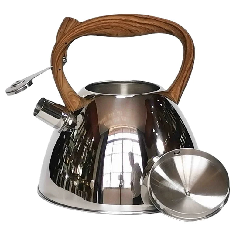Whistling 304 Stainless Steel Water Kettle, Mirror Polished, Compatible with Gas Stove and Induction Cooker
