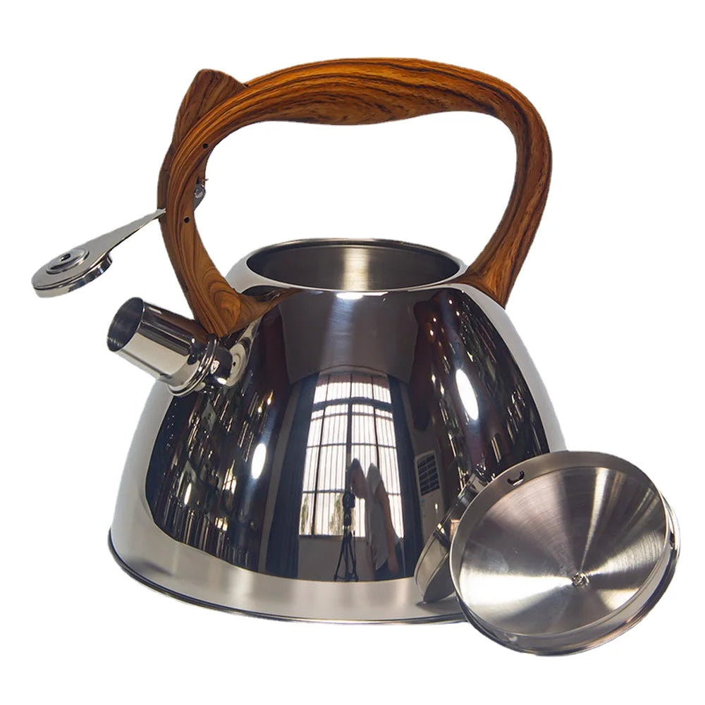Whistling 304 Stainless Steel Water Kettle, Mirror Polished, Compatible with Gas Stove and Induction Cooker