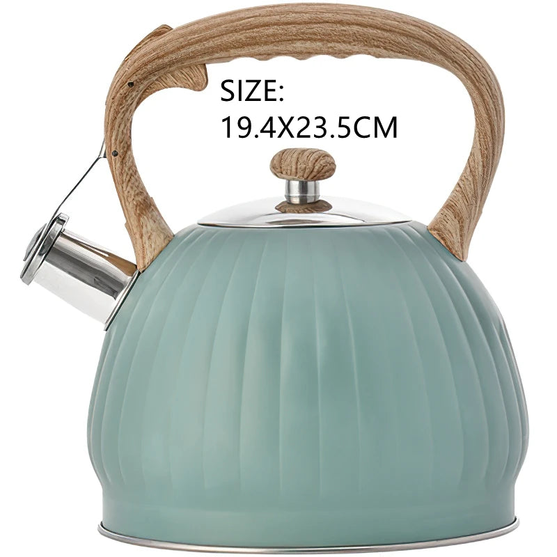 Whistling Kettle Large Teapot Boil Water 2.5L 304 Stainless Steel Teakettle Food Grade Household Gas Stove Induction Cooker