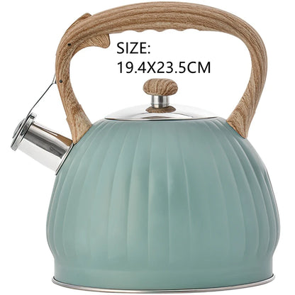 Whistling Kettle Large Teapot Boil Water 2.5L 304 Stainless Steel Teakettle Food Grade Household Gas Stove Induction Cooker