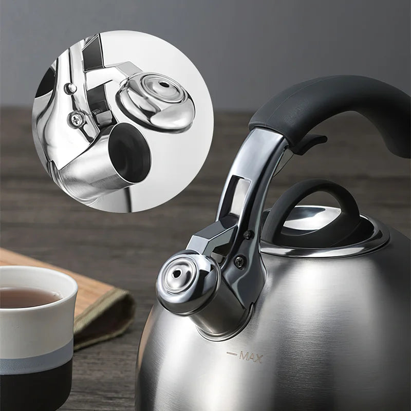 Whistling Kettle Large Teapot Boil Water 2.5L 304 Stainless Steel Teakettle Food Grade Household Gas Stove Induction Cooker