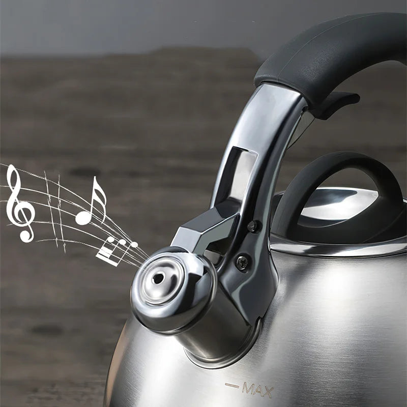 Whistling Kettle Large Teapot Boil Water 2.5L 304 Stainless Steel Teakettle Food Grade Household Gas Stove Induction Cooker