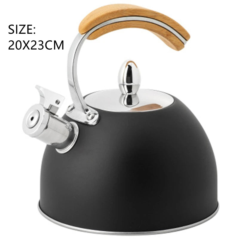 Whistling Kettle Large Teapot Boil Water 2.5L 304 Stainless Steel Teakettle Food Grade Household Gas Stove Induction Cooker