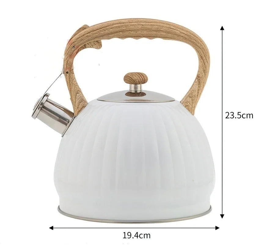 Whistling Kettle Large Teapot Boil Water 2.5L 304 Stainless Steel Teakettle Food Grade Household Gas Stove Induction Cooker