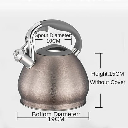 Whistling Kettle Large Teapot Boil Water 2.5L 304 Stainless Steel Teakettle Food Grade Household Gas Stove Induction Cooker