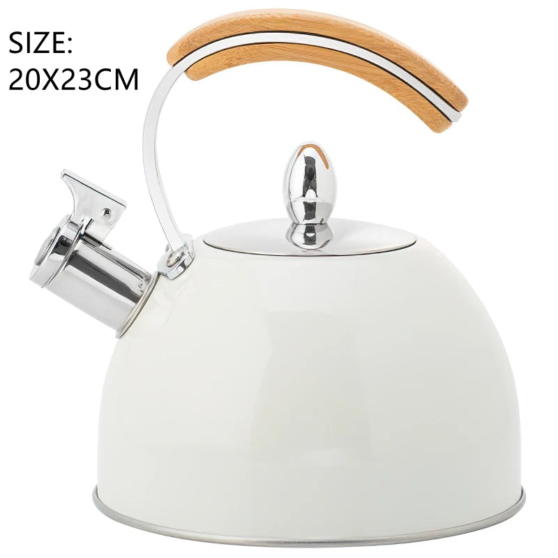 Whistling Kettle Large Teapot Boil Water 2.5L 304 Stainless Steel Teakettle Food Grade Household Gas Stove Induction Cooker