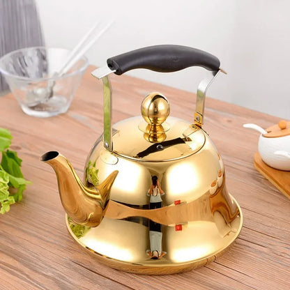 Whistling Kettle with Infuser Loose Leaf Stainless Steel Teapot Rose Gold Tea Kettle for Stove Indu