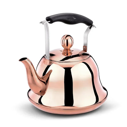 Whistling Kettle with Infuser Loose Leaf Stainless Steel Teapot Rose Gold Tea Kettle for Stove Indu