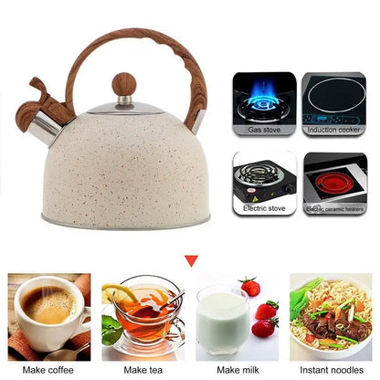 Whistling Tea Kettle Stainless Steel Tea Pot With Handle Stovetop Enamel Food Grade Teapot Potstove Boiling Coffee Gas Kettles