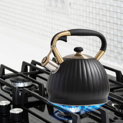 Whistling Tea Kettles Stainless Steel Whistling Teapot Stovetop With Boils Faster BottomErgonomic Cookware Kettle Heat