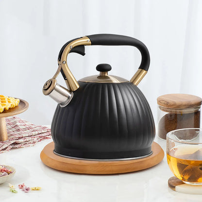 Whistling Tea Kettles Stainless Steel Whistling Teapot Stovetop With Boils Faster BottomErgonomic Cookware Kettle Heat