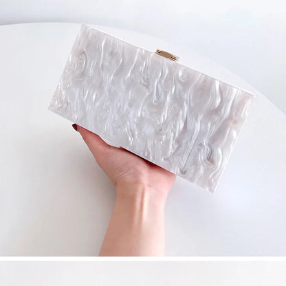 White Acrylic Wifi Pattern Woman Evening Purse Dinner Party Gift Bag Wedding Bridal Gala Handbag Toted Fashion Ladies Clutches