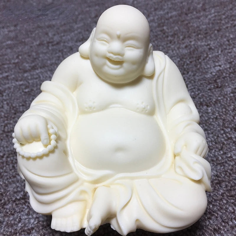 White Chinese Laughing Buddha Statue, Modern Art Sculpture,Buddha statue with big belly，High-end home decoration statue