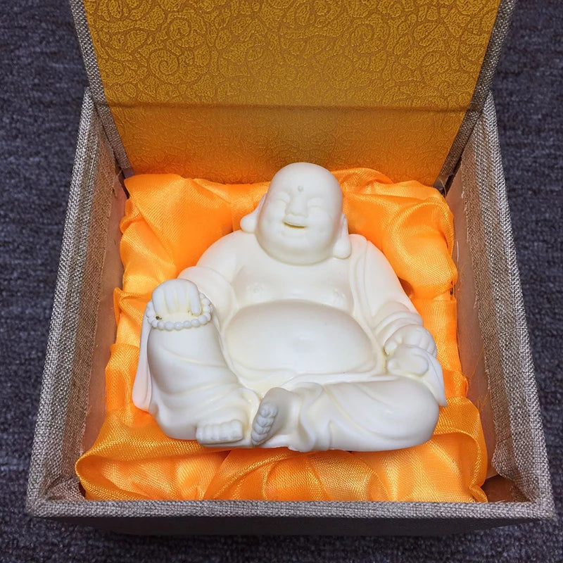 White Chinese Laughing Buddha Statue, Modern Art Sculpture,Buddha statue with big belly，High-end home decoration statue