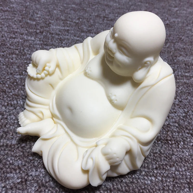 White Chinese Laughing Buddha Statue, Modern Art Sculpture,Buddha statue with big belly，High-end home decoration statue