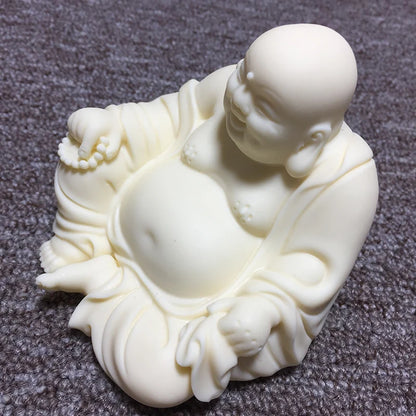 White Chinese Laughing Buddha Statue, Modern Art Sculpture,Buddha statue with big belly，High-end home decoration statue