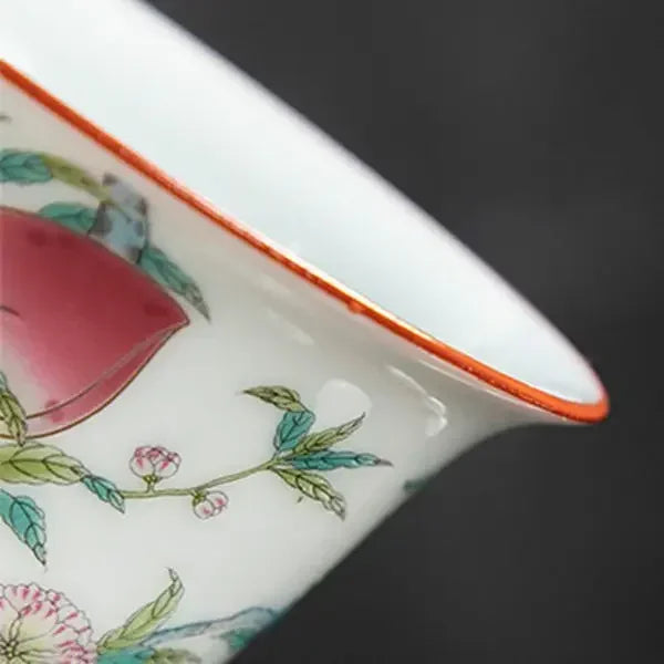White Chinese Style Sancai Gaiwan Tea Cup, Single Manual Painting, Golden Porcelain Brewing Bowl with Cover, Non-Scald Household
