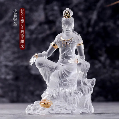 White Coloured glaze Avalokitesvara Buddha Statue Avalokitesvara Home Buddhist temple worship ornaments and crafts