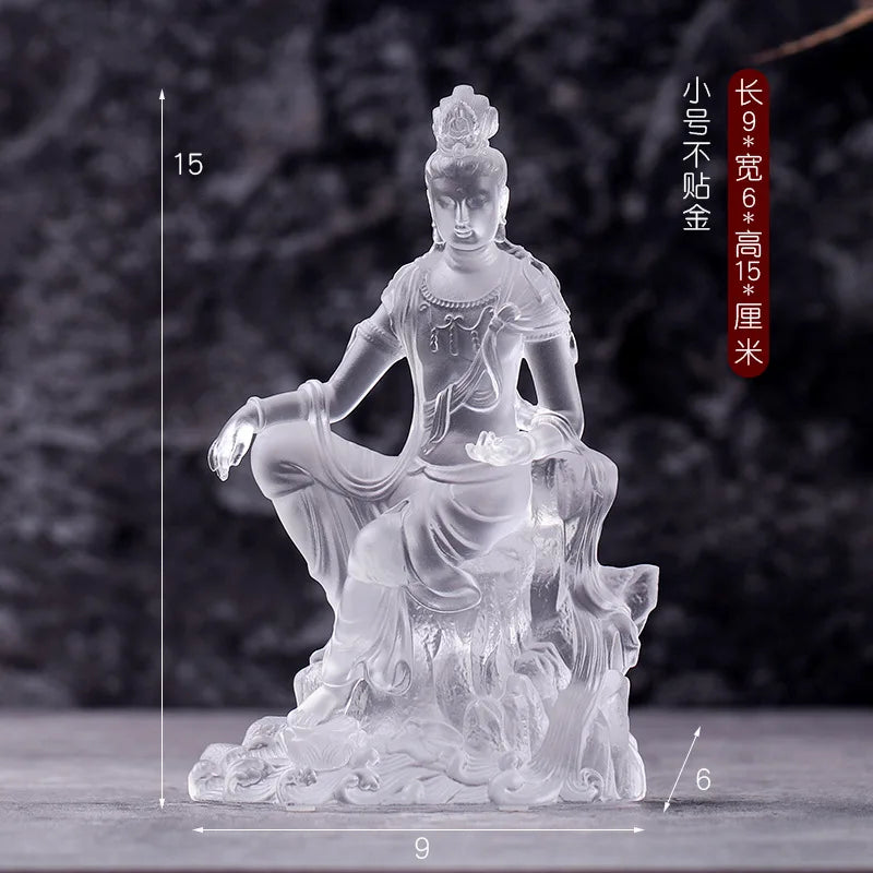 White Coloured glaze Avalokitesvara Buddha Statue Avalokitesvara Home Buddhist temple worship ornaments and crafts