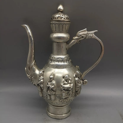 White Copper Statue Eight Immortals Pot Wine Pot Teapot Home Decoration Crafts