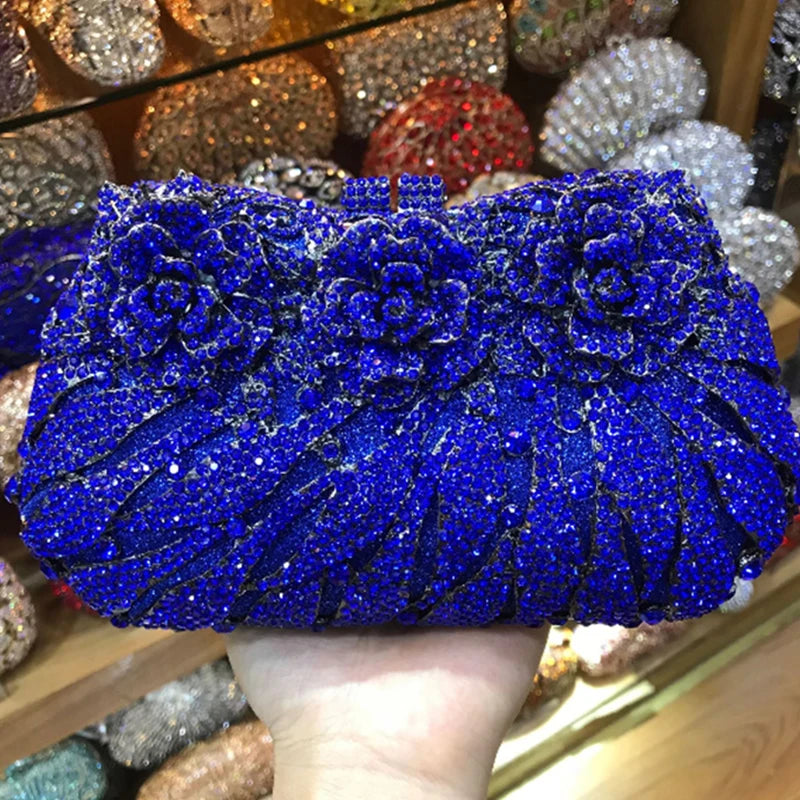 White Crystal Ladies Evening Clutch Bags Fashion Hollow Out Stripe Diamond Women Party Wallets Female Dinner Messenger Handbags