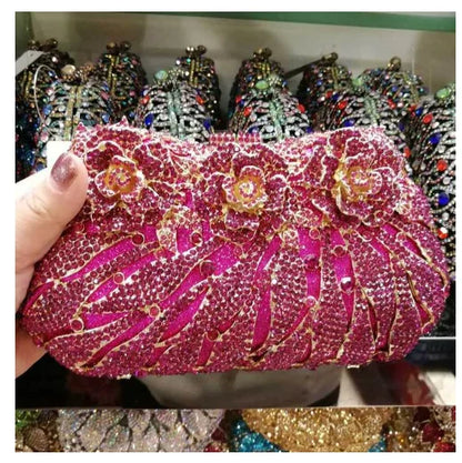 White Crystal Ladies Evening Clutch Bags Fashion Hollow Out Stripe Diamond Women Party Wallets Female Dinner Messenger Handbags