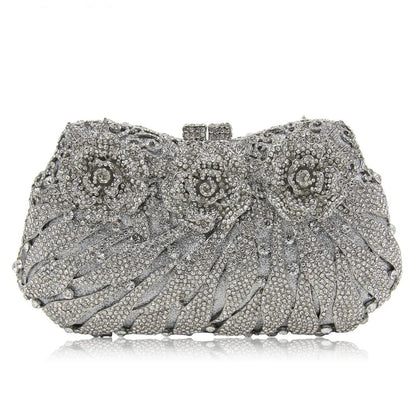 White Crystal Ladies Evening Clutch Bags Fashion Hollow Out Stripe Diamond Women Party Wallets Female Dinner Messenger Handbags