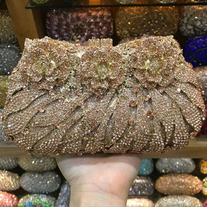 White Crystal Ladies Evening Clutch Bags Fashion Hollow Out Stripe Diamond Women Party Wallets Female Dinner Messenger Handbags