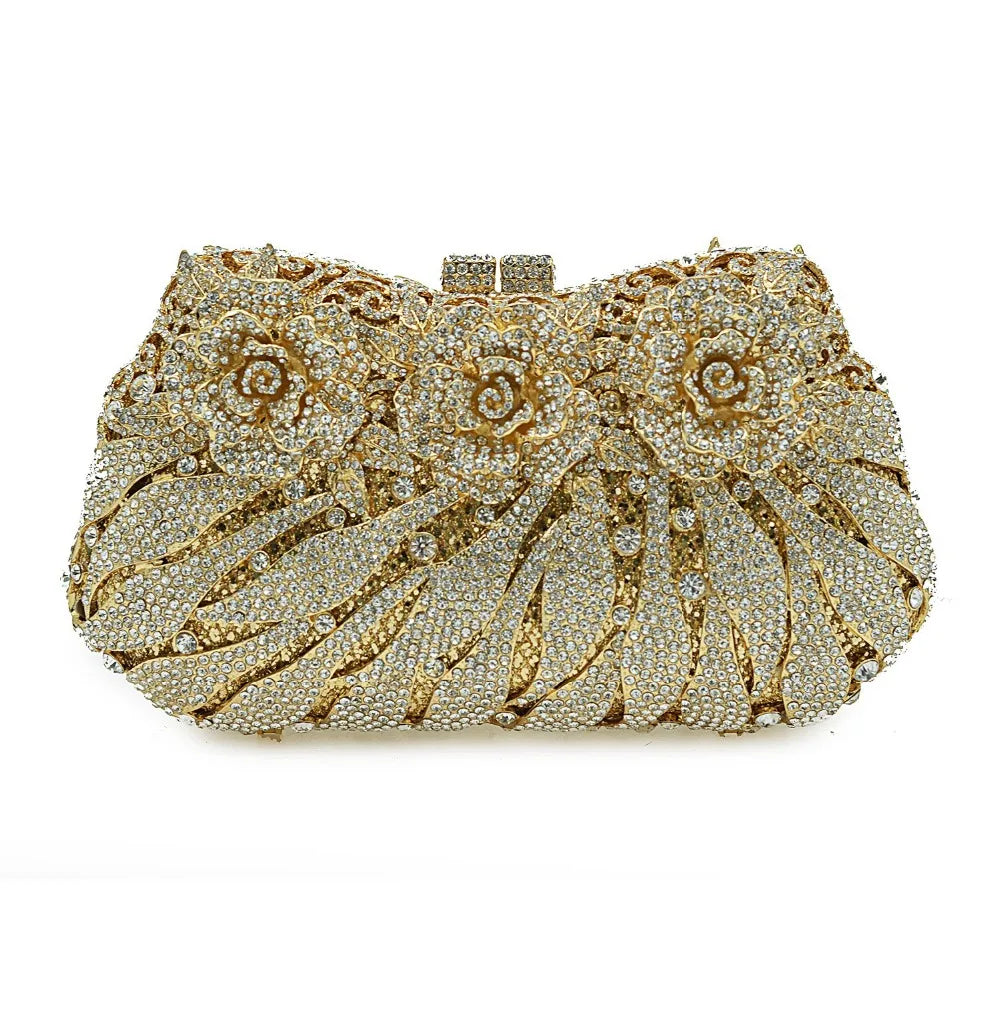 White Crystal Ladies Evening Clutch Bags Fashion Hollow Out Stripe Diamond Women Party Wallets Female Dinner Messenger Handbags