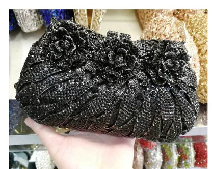 White Crystal Ladies Evening Clutch Bags Fashion Hollow Out Stripe Diamond Women Party Wallets Female Dinner Messenger Handbags