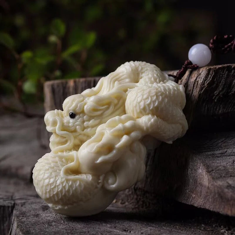 White Dragon Play Pearl Mascot Decoration Small Figurine Resin Art Sculpture Home Lucky Pendant dragon Figurines