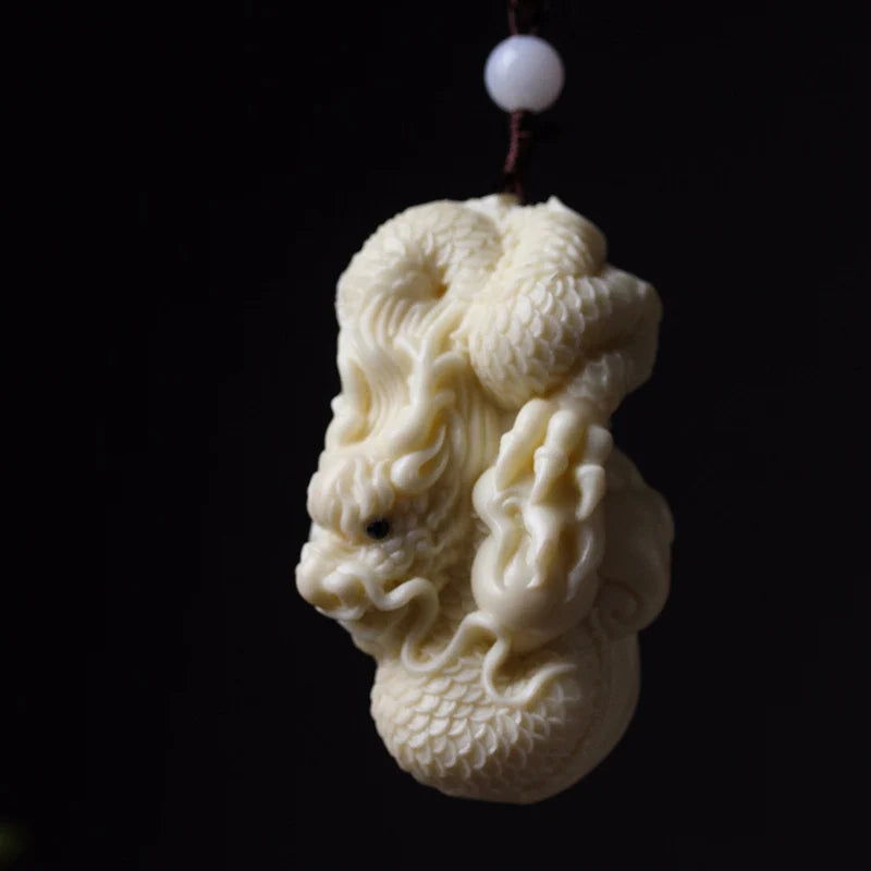 White Dragon Play Pearl Mascot Decoration Small Figurine Resin Art Sculpture Home Lucky Pendant dragon Figurines