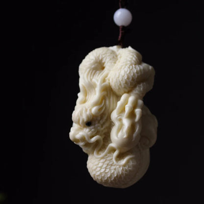 White Dragon Play Pearl Mascot Decoration Small Figurine Resin Art Sculpture Home Lucky Pendant dragon Figurines