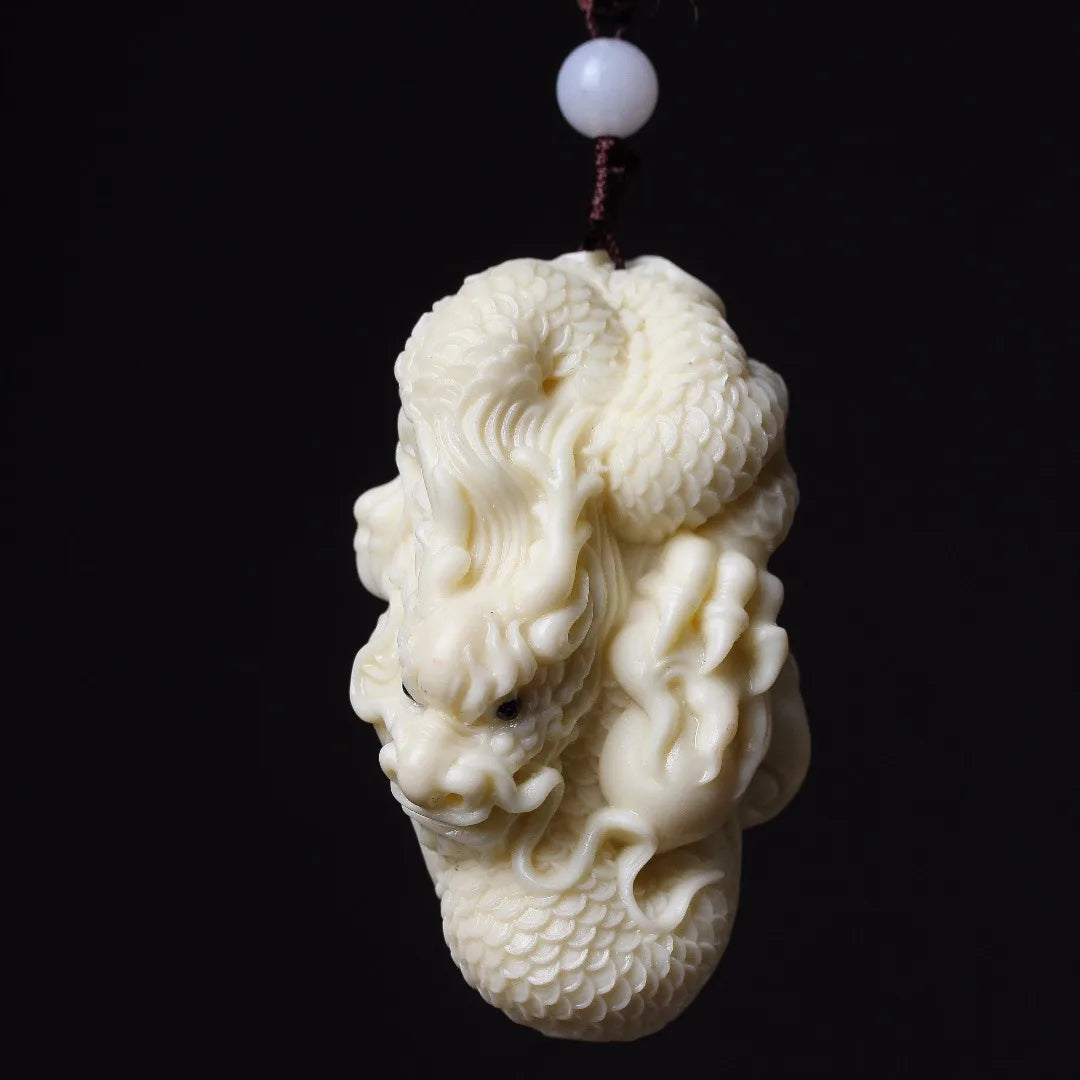 White Dragon Play Pearl Mascot Decoration Small Figurine Resin Art Sculpture Home Lucky Pendant dragon Figurines